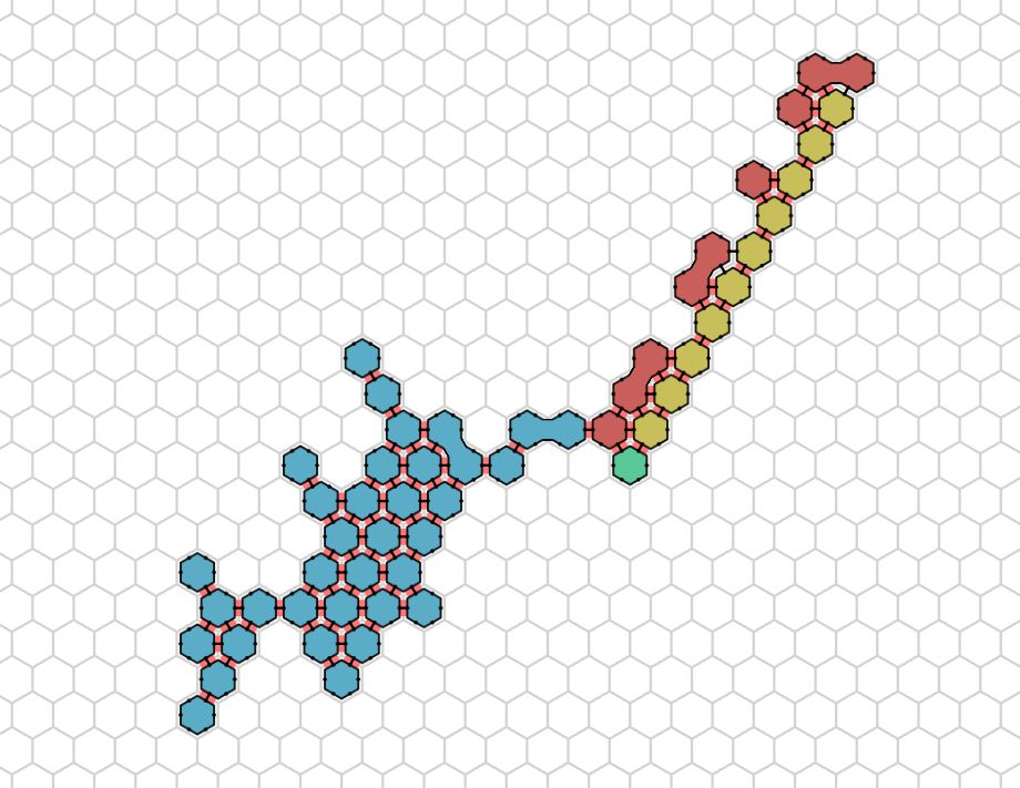 A set of amoebots which are executing a line formation algorithm