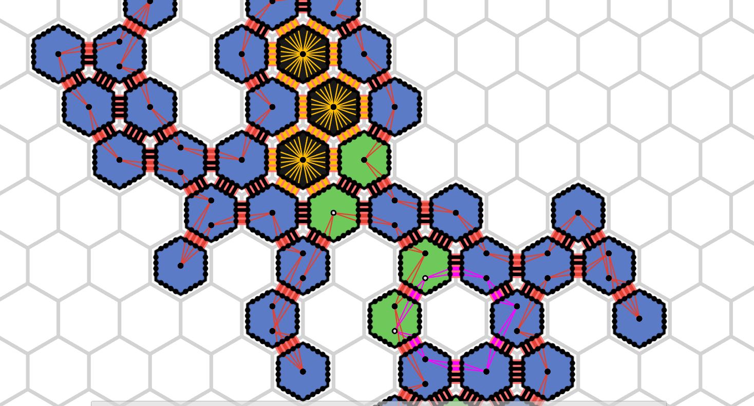 Here we see multiple circuits on an amoebot configuration.