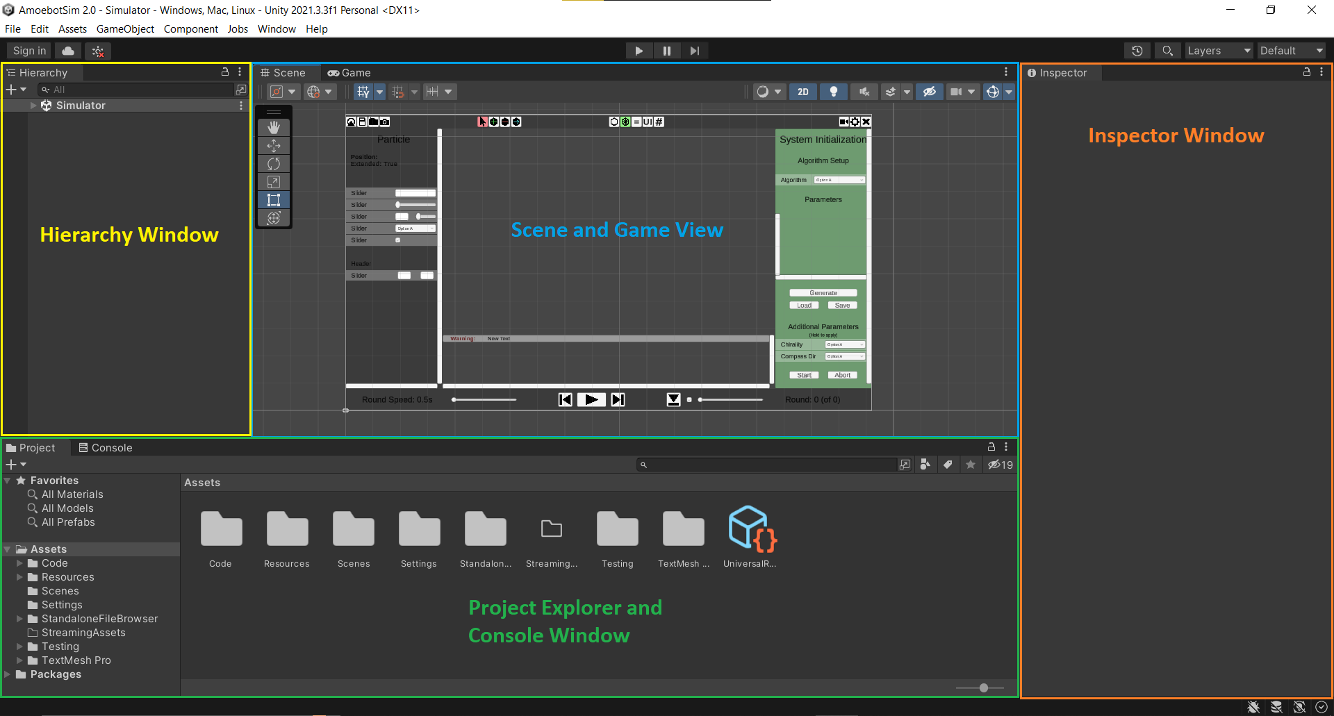 Simulator Usage Unity Editor Overview AmoebotSim 2 0 Simulator Usage Unity Editor Overview AmoebotSim 2 0