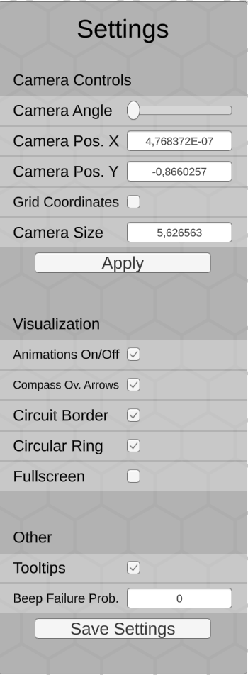 Settings Panel